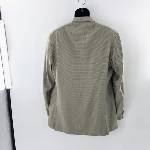 Polo Ralph Lauren Mens Blazer Tan Silk 3 Button Check Made in Italy Sz 44 Long - Picture 7 of 16